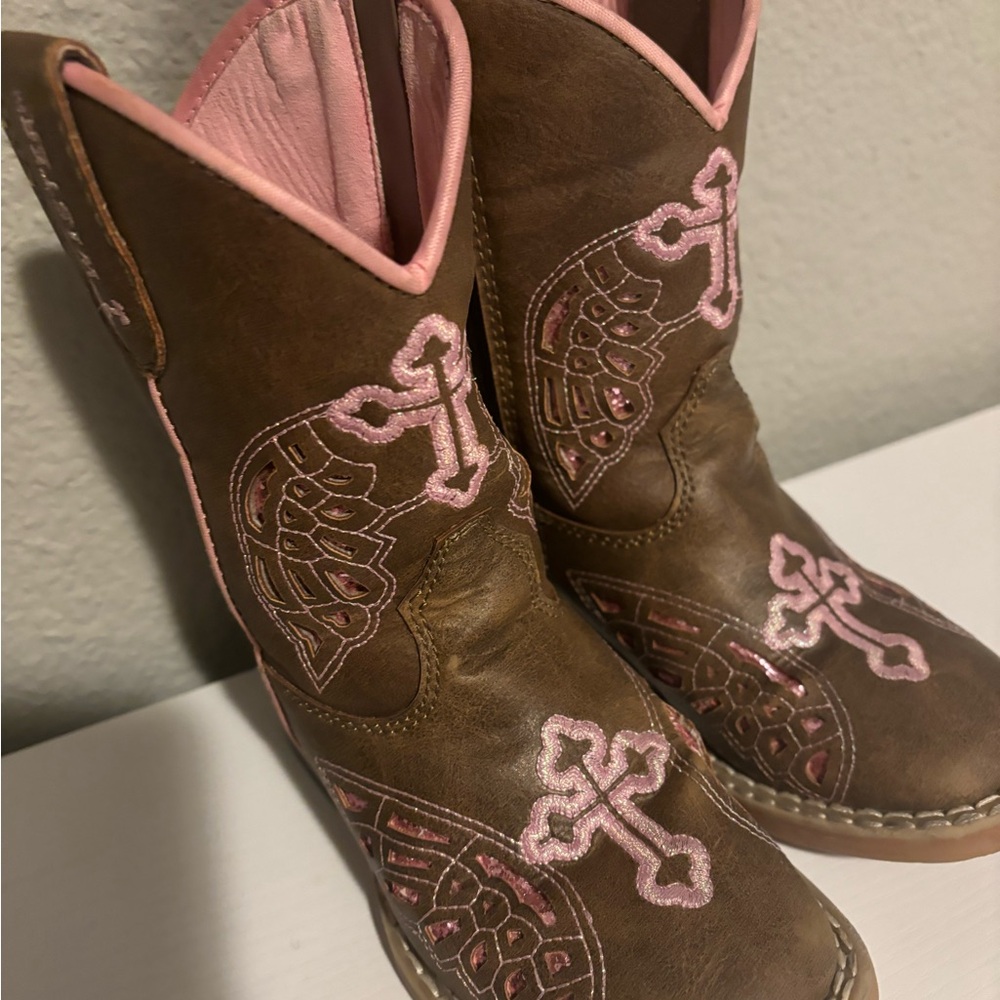 Twister Brown and Pink Kids Boots